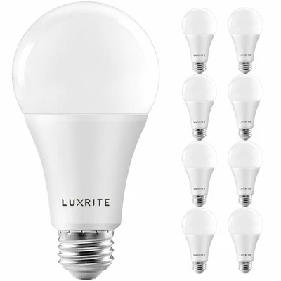 Luxrite A21 LED Bulb 150W Equivalent 2550lm 5000K Damp Rated 8-Pack - Image 1 of 4
