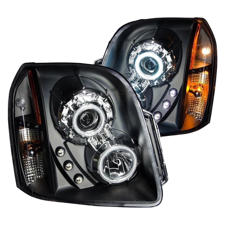 For GMC Yukon XL 1500 07-14 Headlights Driver & Passenger Side Black CCFL Halo - Imagem 1 de 4