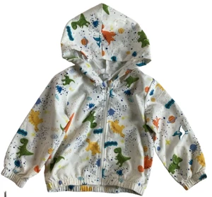 Baby Boy Cartoon Dinosaur Print Zip Up Hooded Jacket 18-24 months - Picture 1 of 4