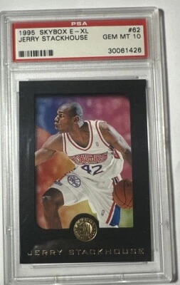 1995-96 Skybox E-XL Jerry Stackhouse #62 PSA 10 GEM Rookie RC Philadelphia 76ers - Image 1 of 4