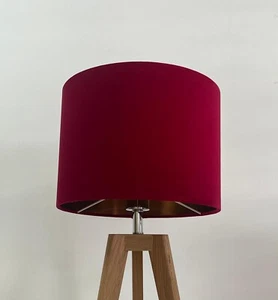 Lámpara Frambuesa Rosa Terciopelo Cepillado Cobre Tambor Tono de Luz - Imagen 1 de 20
