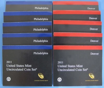 Lot of 5 Government 2011 Uncirculated Mint Sets P&D - Image 1 of 2