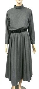 Vintage 80s Stuart Alan Moc T Full Skirt Sweatshirt Soft fleece Midi Dress M - Picture 1 of 5