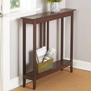 Slim Space Saving Accent Table Wooden Narrow Hallway Entry Sofa Storage 3 Colors - Picture 1 of 18