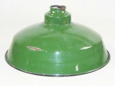VINTAGE METAL SHOP LIGHT SHADES GREEN PORCELAIN ENAMEL D=14" GARAGE INDUSTRIAL C - Image 1 of 4