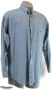 Polo Ralph Lauren manica lunga Blake camicia abbottonata uomo blu a quadri taglia L - Foto 1 di 6