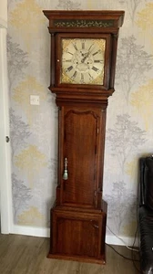 8 DAY ANTIQUE LONGCASE GRANDFATHER CLOCK good working order fully refurbished - Picture 1 of 22