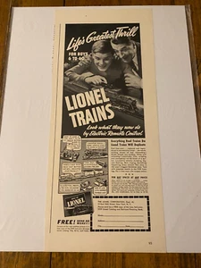 Anuncio vintage 1939 de Lionel Trains Life's Greatest Thrill Father & Son - Imagen 1 de 1