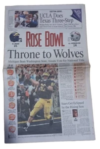 1997 periódico de fútbol americano Michigan Wolverines National Champs Throne to Wolves - Imagen 1 de 2