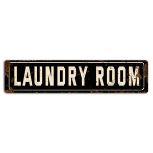Laundry Room Dark Rustic Street Sign - 18x4 Inch Metal Home Decor - Picture 1 of 1
