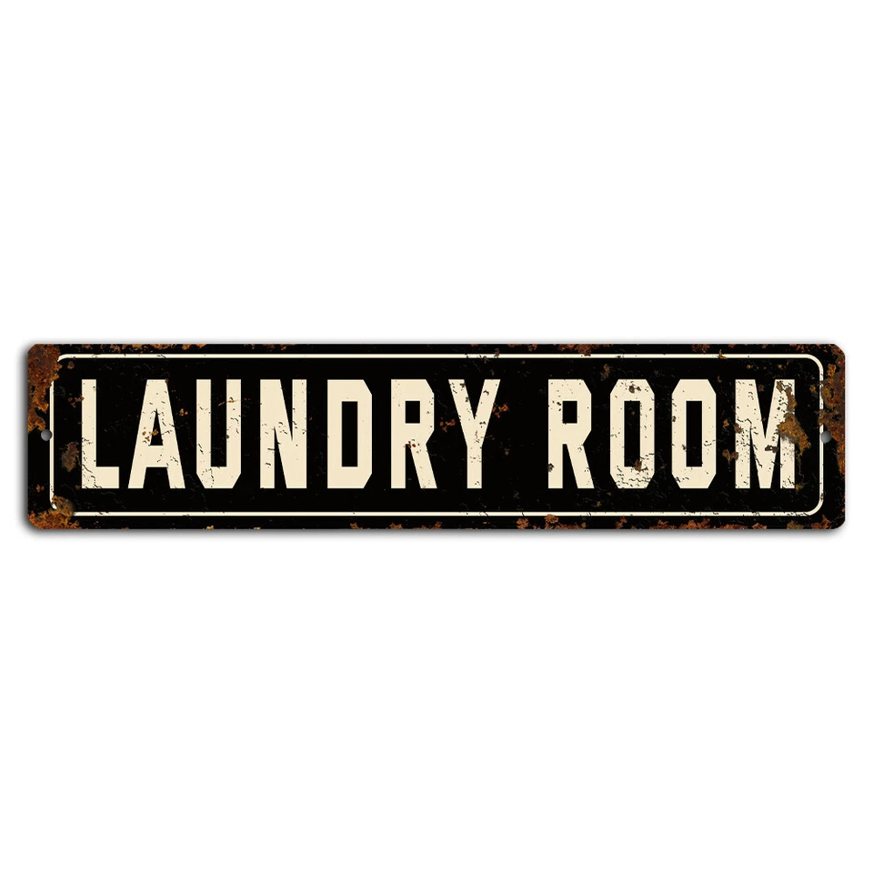 Laundry Room Dark Rustic Street Sign - 18x4 Inch Metal Home Decor - Image 1 of 1