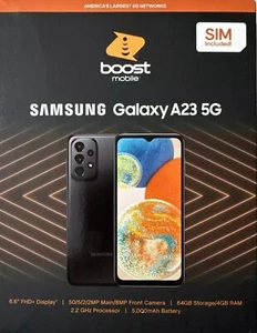 New Samsung Galaxy A23 5G 6.6" 64 GB Black (Boost Mobile) Sim Included - Afbeelding 1 van 4