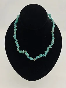 "COLLAR DE CHIP TURQUESA ESTABILIZADO CUENTA 18" Moda Destacado Chakra de curación - Imagen 1 de 2