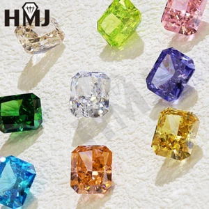Multicolor Radiant Cut Cubic Zirconia Crush Ice Cut AAAAA Loose CZ Stone Diamond - Picture 1 of 24