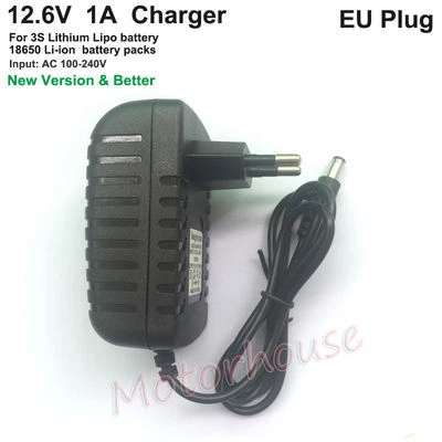 12.6V 1A EU Plug AC/DC Charger Adapter for 3S Lithium Li-ion 18650 Battery 11.1V - Image 1 of 4
