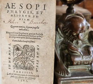 1561 AESOP FABLES antique FULLY ILLUSTRATED vellum binding 16th CENTURY rare - Picture 1 of 16