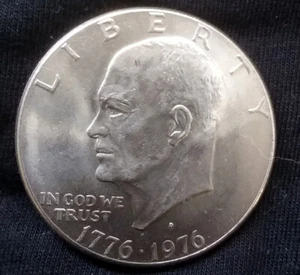 1776-1976 Eisenhower Liberty Bell Moon Silver One Dollar US Bicentennial Coin - Picture 1 of 2