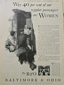 1930 Baltimore & Ohio B&O Railroad 40 Percent passengers are women Vintage ad - Picture 1 of 1