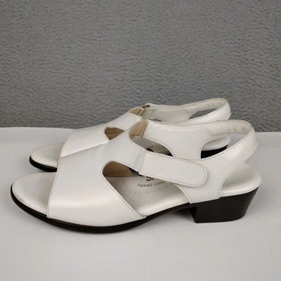 SAS Sandals Women 9 Wide White Suntimer Slingback Heeled Tripad Comfort USA Made - Image 1 of 4