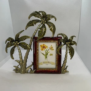 Ashleigh Manor emaillierter Zinn Bilderrahmen Schmuck Palmen für 2”x3” Foto - Bild 1 von 12