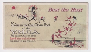 Vintage Y.M.C.A. Schwimmbad WERBEKARTE Werbung "Beat the Heat" - Bild 1 von 2