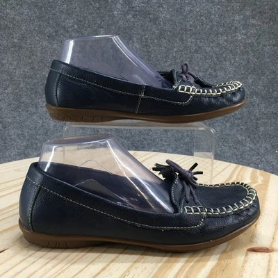 Hotter Shoes Womens 8 Honiton Blue Leather Driving Loafers Flats Slip On Comfort - Image 1 of 4