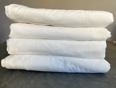 West Elm Curtains Cotton Velvet Grommets Cream White Set Of 4 Panels 48”x108” - Image 1 of 4