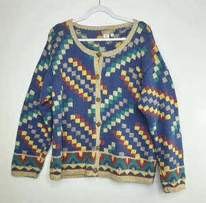 The Territory Ahead Women's Large Multicolor Thick Knit Cardigan Sweater GUC - Picture 1 of 7
