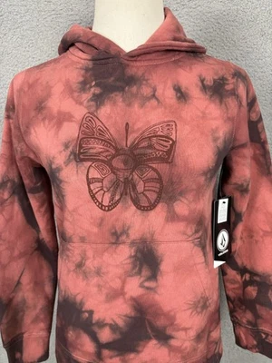 Volcom Tie-Dye Women's Butterfly Hotlapper Fleece Lined Hoodie XS Pink Salt NWTs - Image 1 of 4