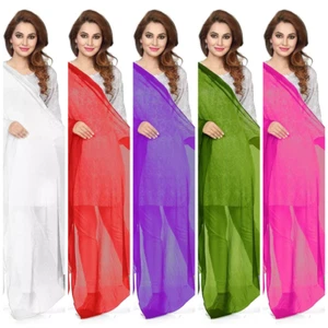 Beautiful Plain Chiffon Dupatta Long Chunni Lightweight Stole Daily Uses Scarf - Picture 1 of 19