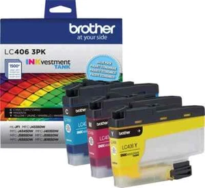 Brother - LC406 3PK 3-Pack INKvestment Tank Ink Cartridges - Cyan/Magenta/Yellow - Picture 1 of 6