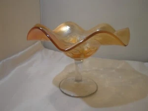FENTON MARIGOLD CARNIVAL GLASS FOOTED RUFFLED - Picture 1 of 8