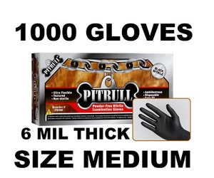 PITBULL schwarze Nitrilhandschuhe, 6 mil, puderfrei, 1000er Kiste Größe M MEDIUM - Bild 1 von 4