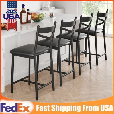 JOJOKA 2/4 Pack Bar Stools Counter Height Upholstered Chairs Kitchen Island Dining Room