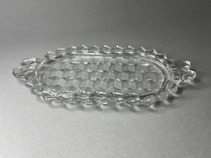 Fostoria American  Clear Cube 6"  Oval Handled Tray for Creamer & Sugar Bowl Vtg - Picture 1 of 6