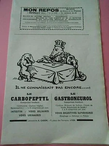 Pub Le Carbopeptyl Gastroneurol Laboratoire A. Caron Print Advert - Picture 1 of 1