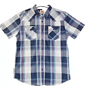 Levi's Hemd Gr. M blau kariert Western Knopfleiste rotes Etikett Kurzarm Vintage - Bild 1 von 10