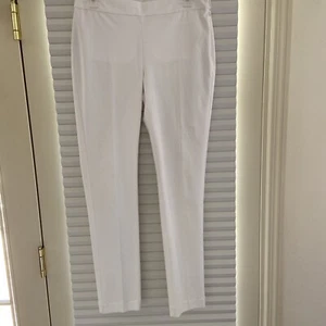 Eileen Fisher Pants,White organic cotton ankle slit waist zipper career XS - Picture 1 of 9
