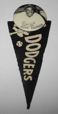 1947 Baseball Jackie Robinson Rookie Brooklyn Dodgers World Series Pin Pennant - Image 1 of 3