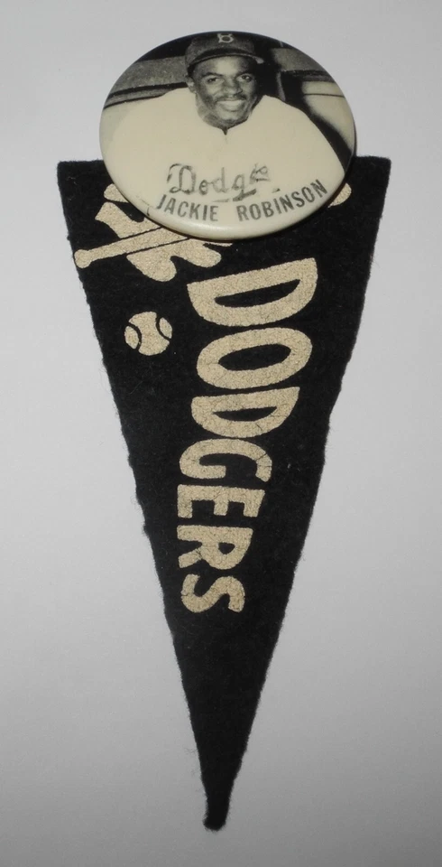 1947 Baseball Jackie Robinson Rookie Brooklyn Dodgers World Series Pin Pennant - Image 1 of 3