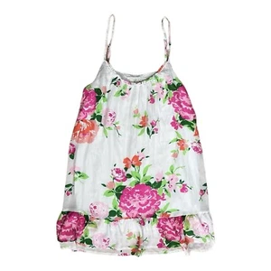 ABERCROMBIE & FITCH Womens Top White/Pink Floral Chiffon Spaghetti Strap sz M - Picture 1 of 5