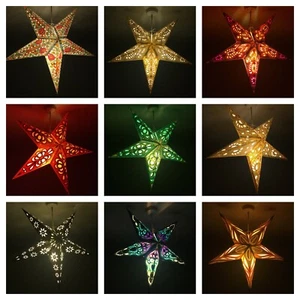 Decorative Paper Star Lampshade Light Hanging Lamp Festive Christmas Lantern - Picture 1 of 179