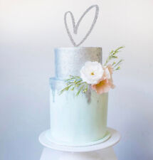 Acrylic Wedding Cake Topper Sliver Glitter Heart 