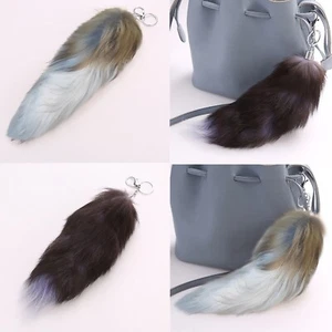 Cute Fox Tail Keychain Pendant Womens Key Ring Holder Pompoms Key Chains for Bag - Picture 1 of 11