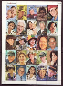 HOJA AUSTRALIANA 2000 CARAS DE AUSTRALIA.SIN MONTAR COMO NUEVA, MNH - Imagen 1 de 1