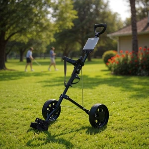 Foldable 2 Wheel Golf Push Cart Golf Trolley Lightweight & Compact Design Black - Picture 1 of 23