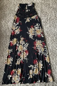 M&S Per Una Black Multicoloured Beaded Neckline Halter Neck Maxi Dress Size 10 - Picture 1 of 6