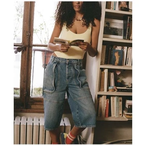 Free People We The Free Havasu Slouchy Cropped Jeans Wide Leg Tahoe Blau Gr. 27 - Bild 1 von 11