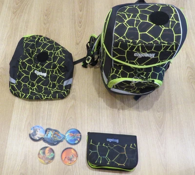 Ergobag Schulranzen Jungen, Schwarz Gelb Neon mit Sporttasche und Mäppchen - Bild 1 von 4