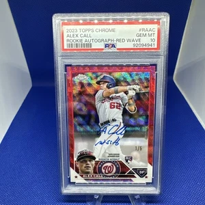 Alex Call 2023 Topps Chrome Red Wave Rookie Auto 1/5 PSA 10 - Picture 1 of 3